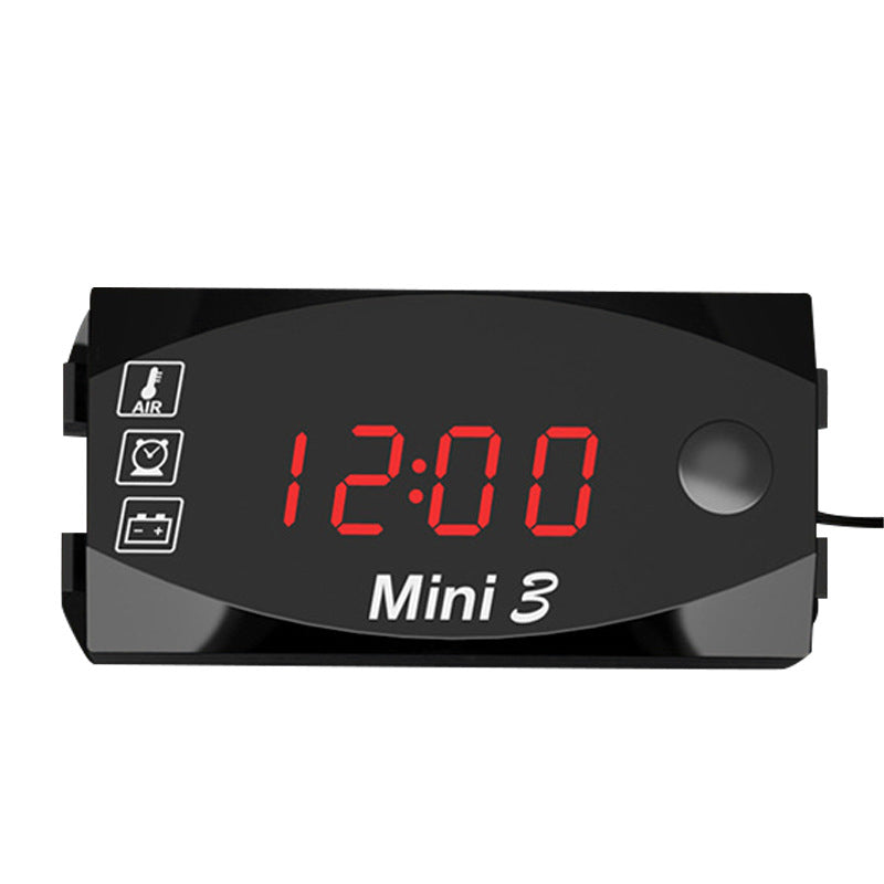 6V-30V 12V 24V 3 in 1 Digital LED Display Voltmeter Waterproof Multifunction Universal Motorcycle Thermometer Time Meter Gauge Meter