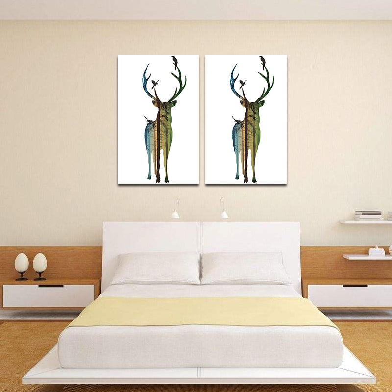 Miico Hand Painted Oil Paintings Simple Male Deer A Wall Art For Home Decoration Painting
