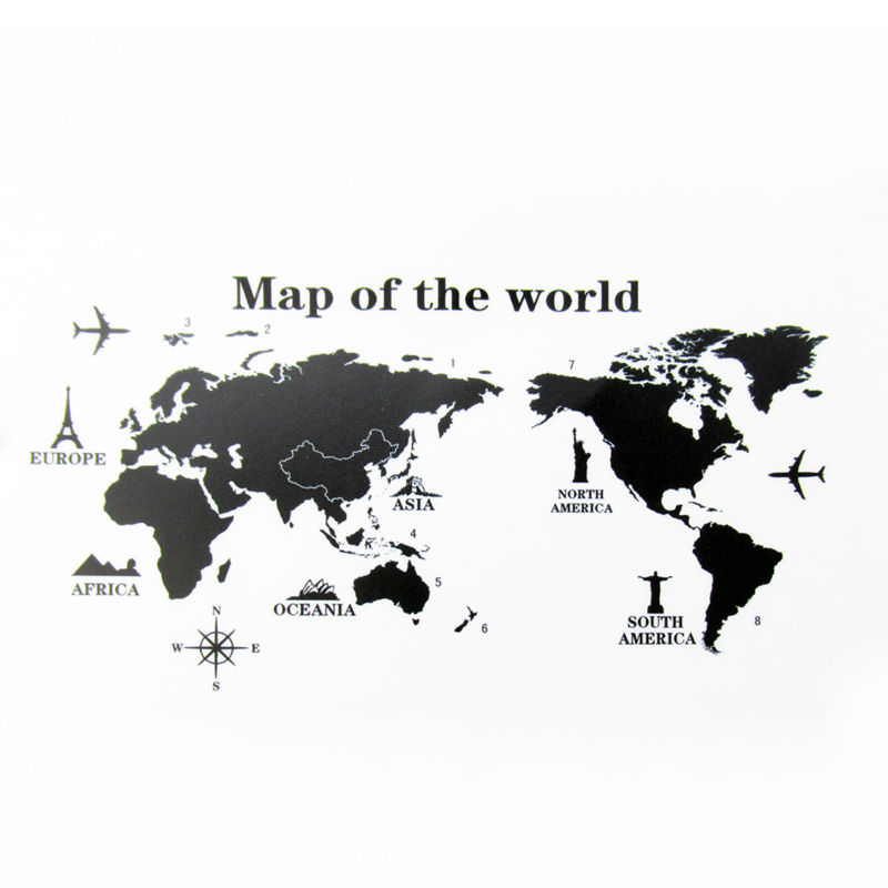 Removable Poster Letter World Map 3D Art Decor Vinyl Wall Sticker Living Room Office Decorations