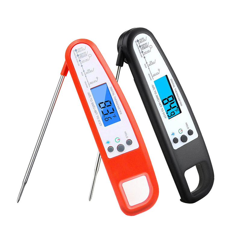 Instant Read Digital Food Meat Thermometer w/ Probe for Cooking BBQ Grill BBQ Thermometer-Black