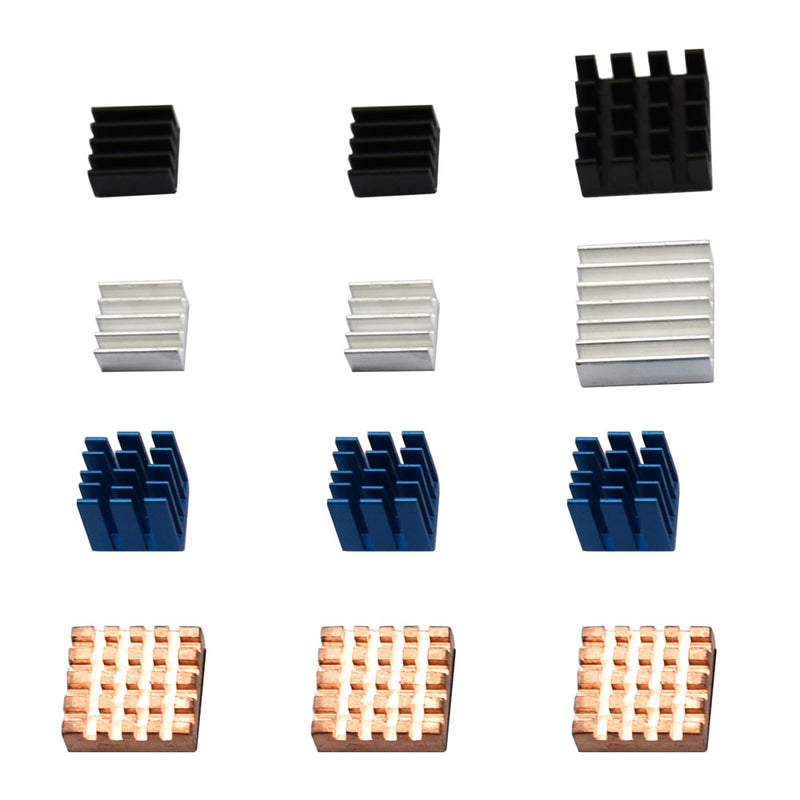 12pcs Copper/Aluminum Heatsink Cooling Cooler Adhesive Kit For Raspberry Pi 3B