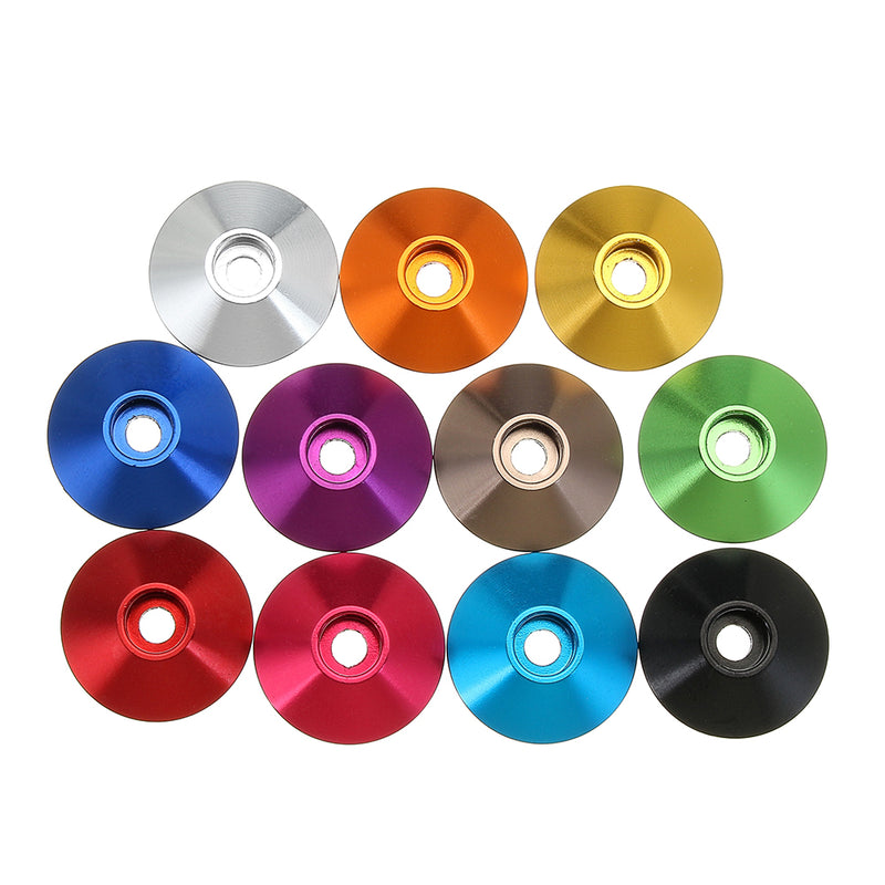 Suleve M3AN10 10Pcs M3 Cap Head Screw Cup Washer Extra Large Gasket Aluminum Alloy Multicolor