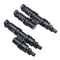 1 Pair MC4 Male & Female T Type 2 Branch Cable Connectors Solar Panel Photovoltaic Connectors