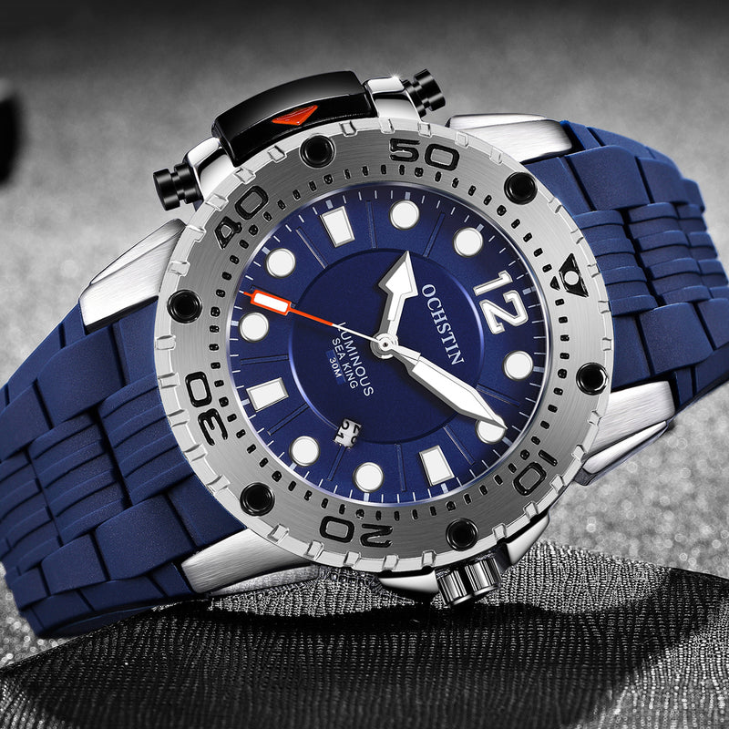OCHSTIN GQ6124 Waterproof Outdoor Silicone Quartz Watch Luminous Display Men Wrist Watch