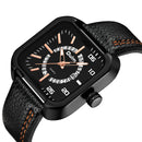 OULM HP3876 Date Display Fashionable Men Wrist Watch Leather Strap Quartz Watches