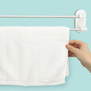 8H Towel Rack Holder WHITE 3M Tape Double Rod Storage