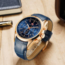 MINI FOCUS MF0116G Leather Business Chronograph Calendar Waterproof Men Watch Quartz Watch