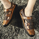 HEMU Men's Leather Sandals Non-Slip Quick Drying Waterproof Deodorant Fashion Sports Casual Sandals