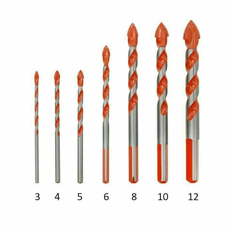 7Pcs 3-12mm Triangular-overlord Handle Multifunctional Auger Drill Bits for Tile Glass Brick Wall Wood