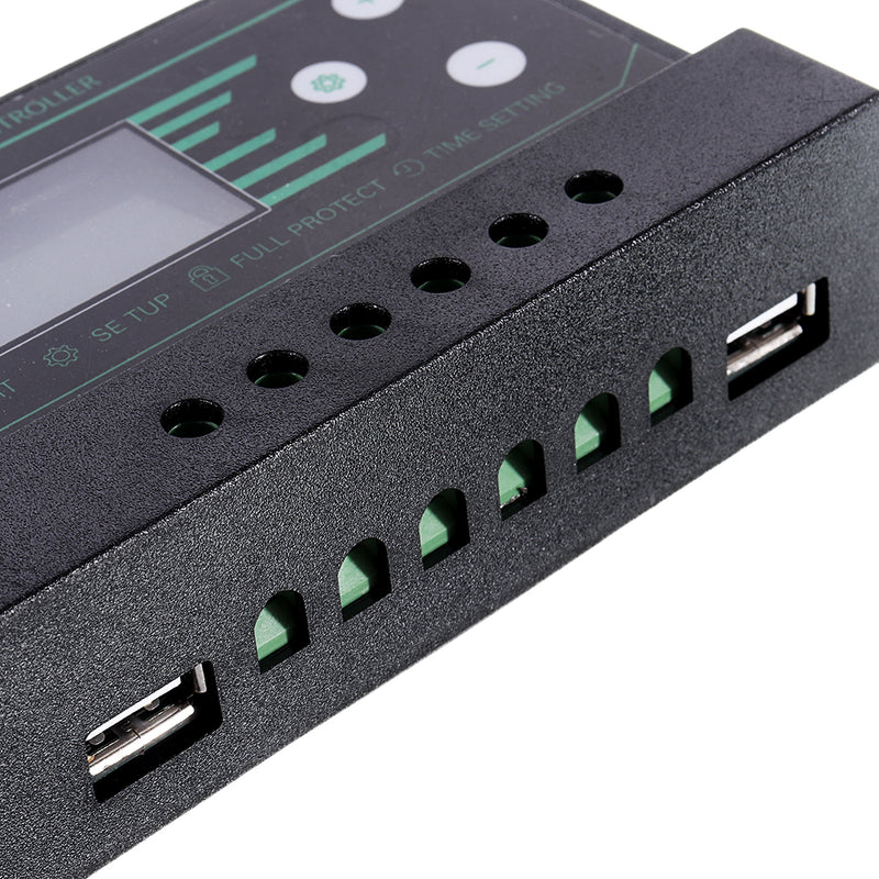 PWM 10/20/30A 12V/24V Auto Solar Charge Controller LCD Dispaly Battery Charge Solar Controller Dual USB Port 2.5A with Backlight