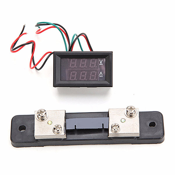 3pcs Mini Digital Blue + Red-led DC Current Meter Voltmeter With 50A Ampere Shunt