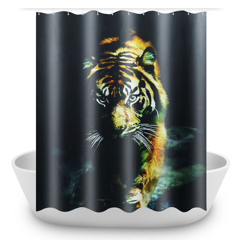 72"X 72" Wildlife Animal Nature Decor Tiger Bathroom Decor Shower Curtain with Plastic Shower Hooks