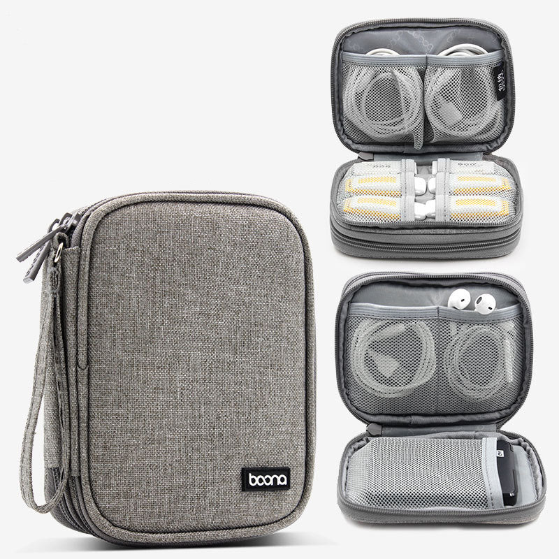 Boona 15* 11.5cm Double Deck Digital Accessories Storage Bag Earphone Flash Drive Hard Disk USB Cable Organizer Bag