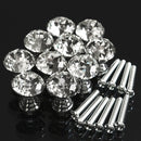 10Pcs 20mm Round Crystal Glass Cabinet Knobs Drawer Furniture Pull Handle