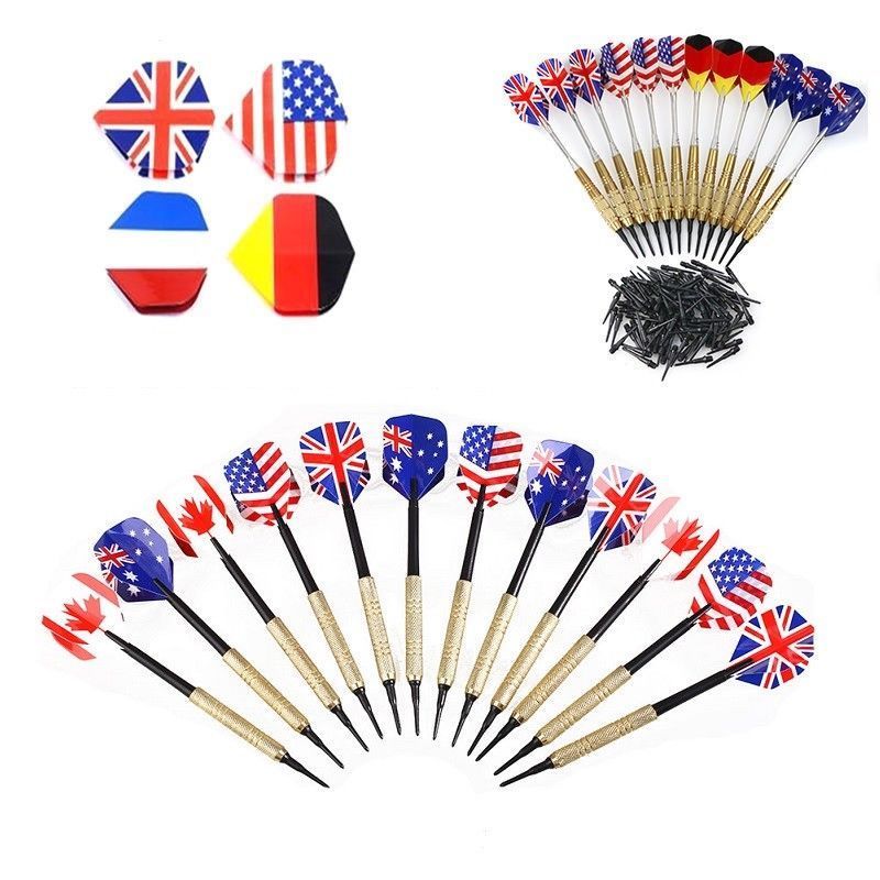 12Pcs Professional National Flag Tail Darts 4 Kinds With 100 Extra Soft Tips