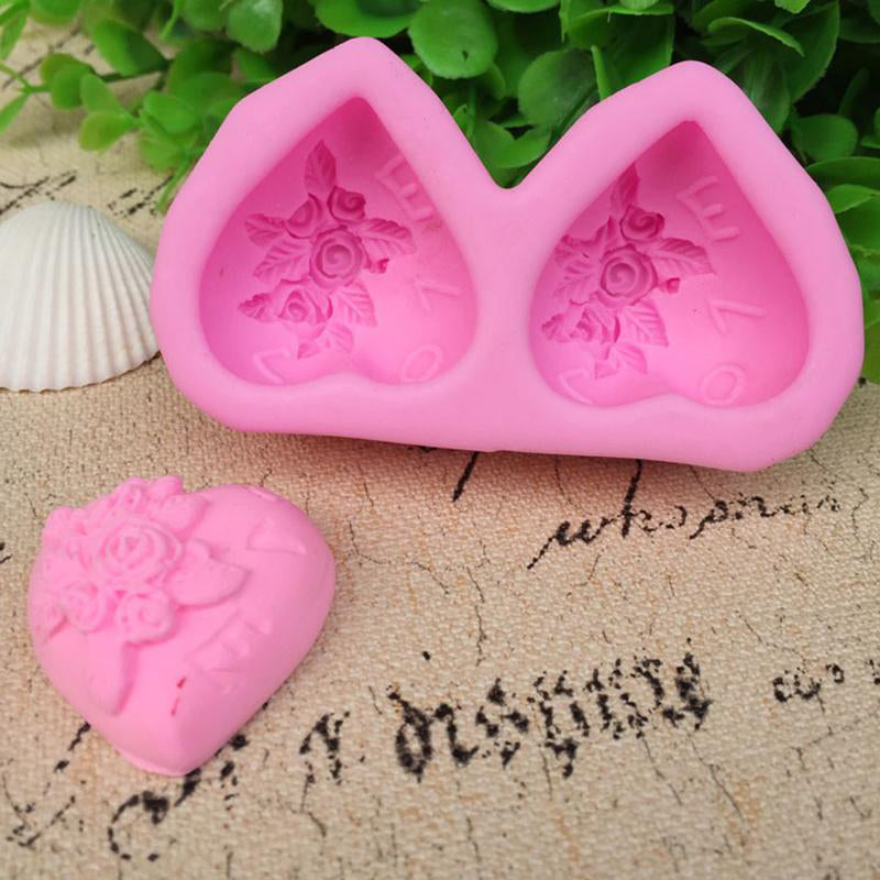 Heart-shaped Rose Silicone Baking Mold Fondant Cake Mold DIY Chocolate Handmade Soap Mold Tools