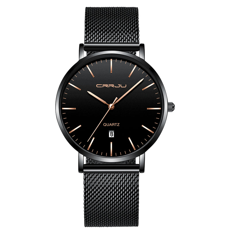 CRRJU 2270 Men Simple Dial Business Style Fashion Full Steel Strap Quartz Watch