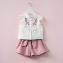 2PCS Summer Girls Clothing Set Floral Shirts+Short Kids Outfit Set For 2Y-9Y