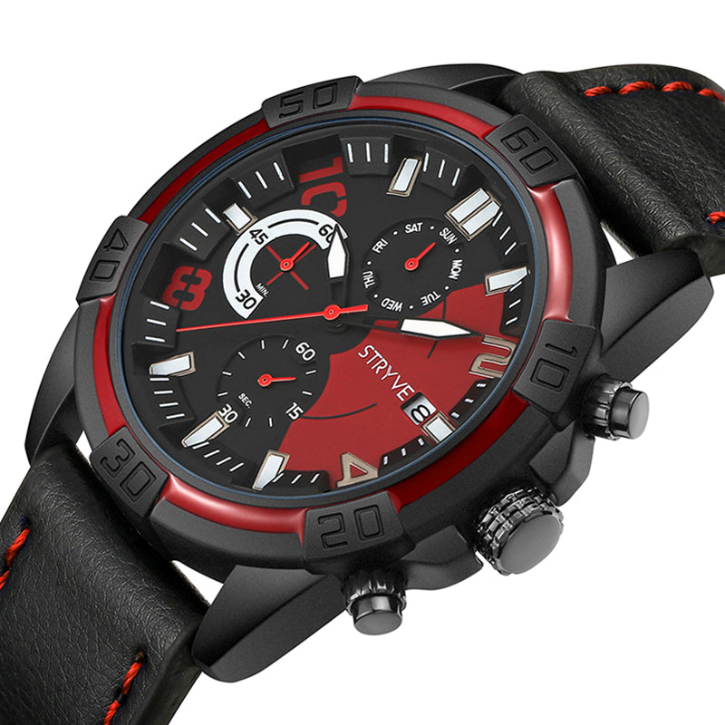 STRYVE S1001 Fashion Chrono Time Date Display Stopwatch Men Sport Quartz Watch