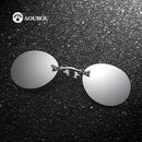 UV400 Sunglasses TAC Lens Retro Rimless Nose Resting Glasses Super Light Weight