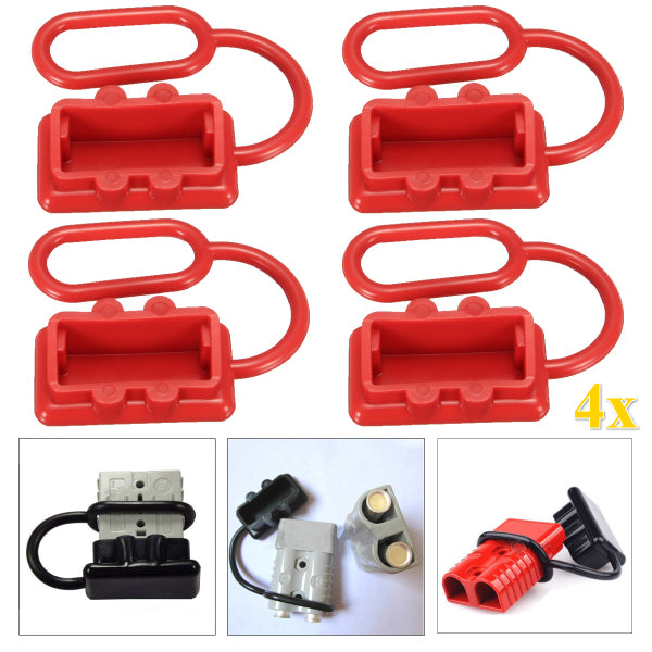 4Pcs 50A DC 12-24V Dust Cap Cover for Anderson Plug Cover Style Connectors Dust Cover Caps Red
