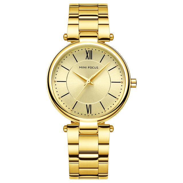 MINI FOCUS MF0189L Fashionable Women Wrist Watch Stainless Steel Waterproof Quartz Watch