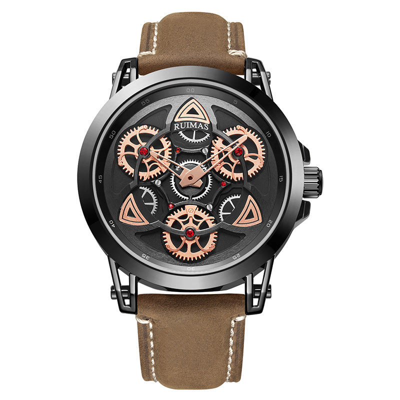 RUIMAS 550 Mechanical Design Creative Men Wrist Watch Cowhide Strap Quartz Watch