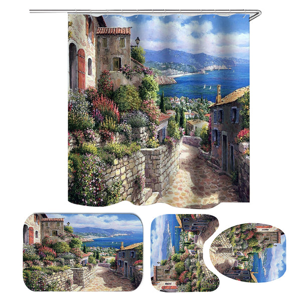 Scenery Theme Bathroom Shower Curtain Mouldproof Waterproof Polyester Bath Decorative Curtain