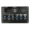 6 Gang LED Rocker Switch USB Charger Socket Volt Meter Panel For Car Marine Boat