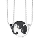 Trendy Geometric Animal Stainless Steel Necklace Cute Sweet Cat Pendant Puzzle Couple Necklace
