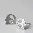 Punk Skull Skeleton Golden Bowknot Ear Stud Vintage Silver Earring Gift for Girl Women