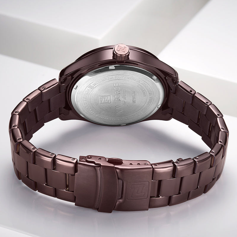 NAVIFORCE 9157 Waterproof Stainless Steel Band Quartz Watch Calendar Auto Date Men Watch