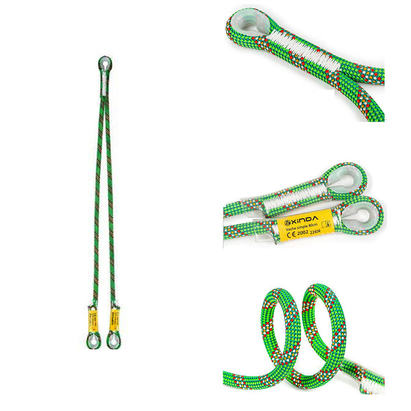 Xinda 10.5mm 80/100/120/150cm Professional Rock Climbing Rope Supplies High Altitude Anti Fall Off Protective Safety Belt Cowstail High Strength Wearable Life Rope