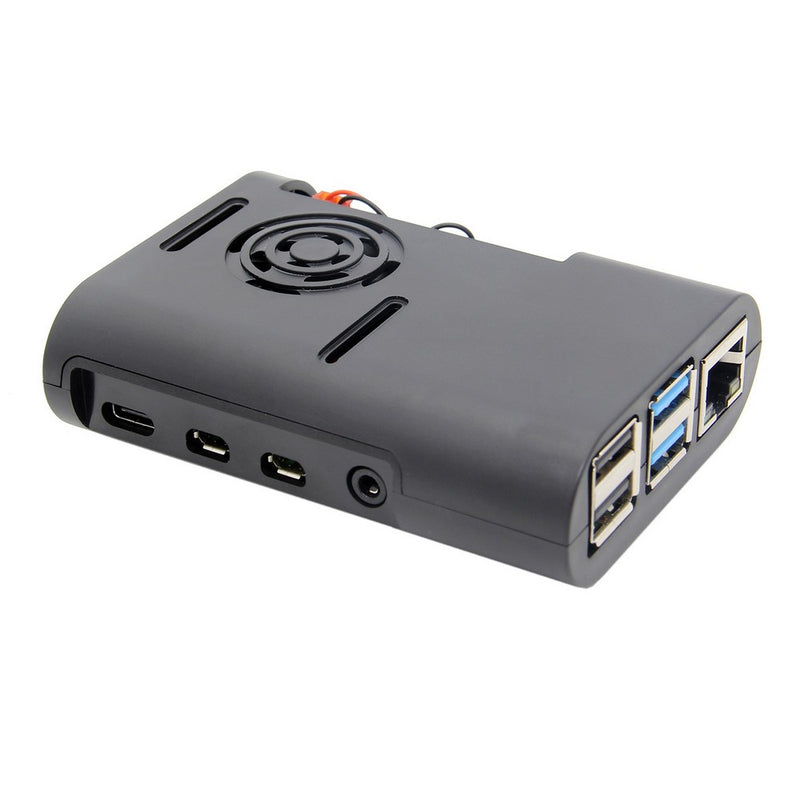 3pcs Black Protective ABS Case Support Cooling Fan for Raspberry Pi 4 Model B