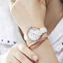 SHENGKE SK K9014 Flowers Pattern Elegant Dial Fashion Women Leather Strap Quartz Watch
