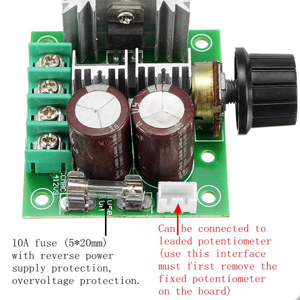 DC 12V-40V 10A 13Khz Motor Speed Controller Pump PWM Stepless Speed Change Speed Control Switch