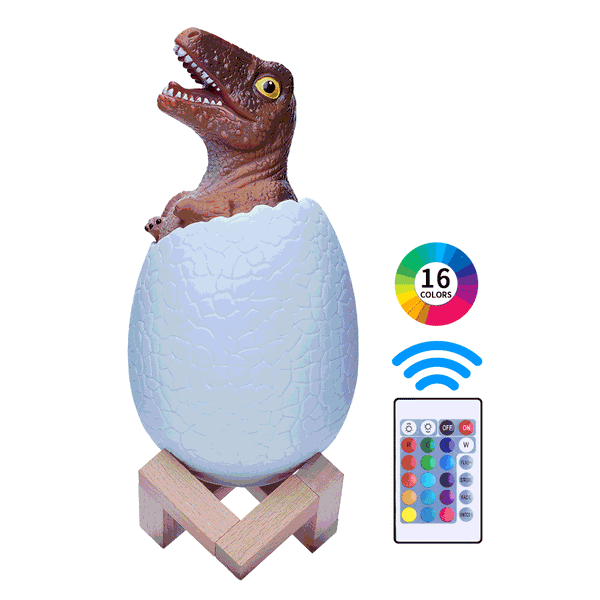 Loskii KL-02 Decorative 3D Raptor Dinosaur Egg Smart Night Light Remote Control Touch Switch 16 Colors Change LED Nightlight For Christmas Gift