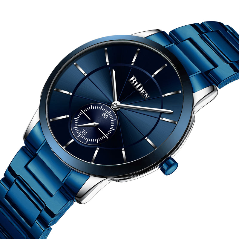 BIDEN 0178 Stainless Steel Band Business Men Wrist Watch 3ATM Waterproof Quartz Watch