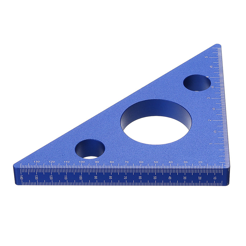 Blue Aluminum Alloy  90 Degrees Height Ruler Metric Inch Woodworking Triangular Ruler