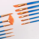 Mrosaa 12Pcs/Set Watercolor Gouache Paint Brushes Different Shape Round Pointed Tip Nylon Hair Painting Brush Set Art Supplies