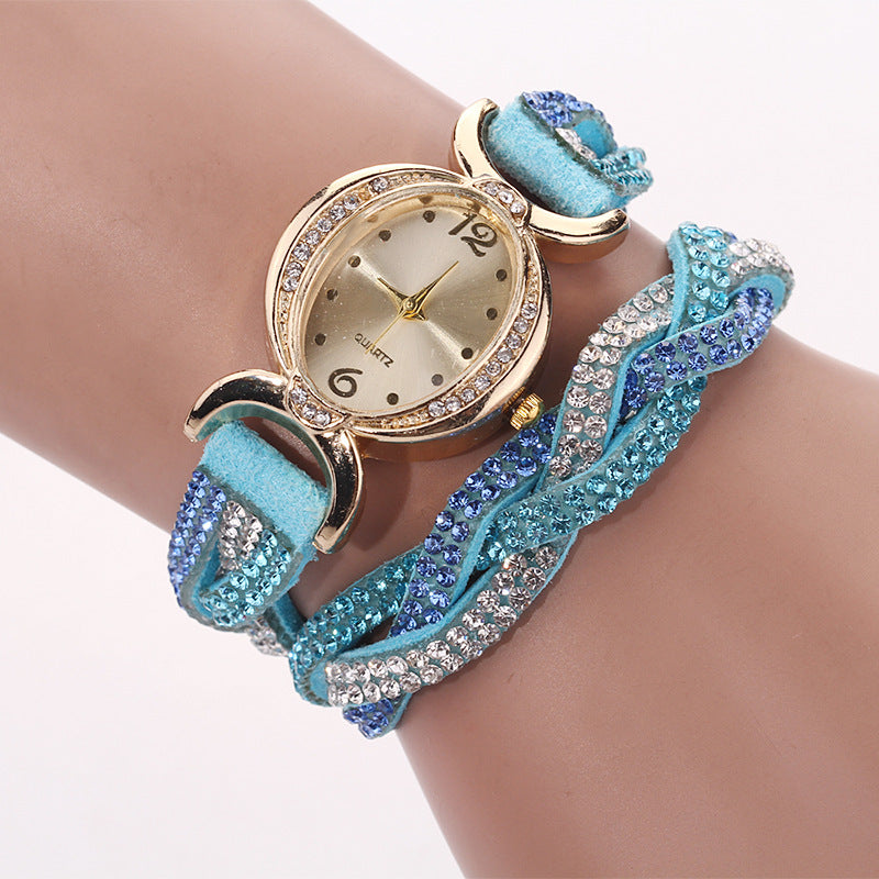 DUOYA D014 Rhinestones Elegant Ladies Watch Leather Strap Bracelet Watches