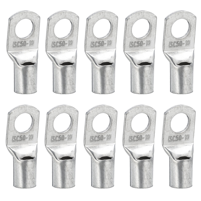 12 Pcs 1/0 AWG Copper Cable Lugs 3/8" Electrical Terminal Block Wire Connectors