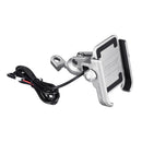 MOTOWOLF 12V-24V USB Charge Phone Holder Motorcycle Scooter Aluminum Rearview Mirror/Handlebar Mounting