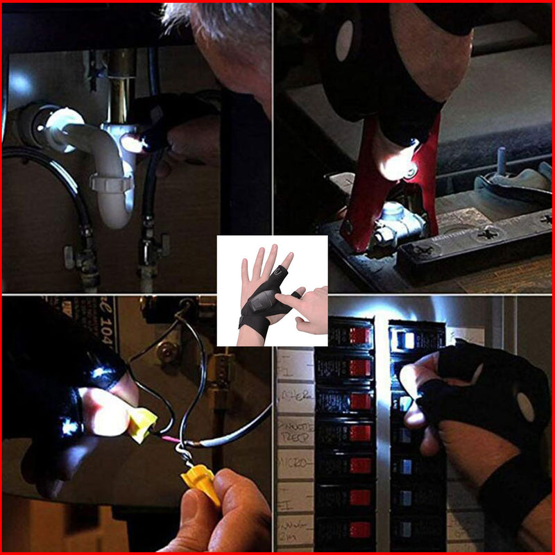 LED Tactical Gloves Night Fishing Glove with Repair Equipment LED Night Light