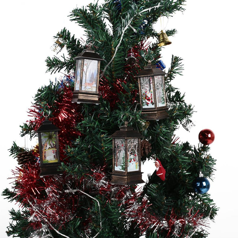 Santa Claus Snowman Jesus Elk Pattern Hanging Christmas Simulation Flame Holiday Night Light Decor