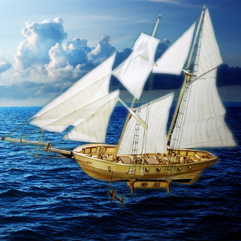 1:130 Scale Sailing Boats Model Assembly Wooden Sail Boat Home Decorations
