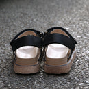 Women Rome Sandals Spring Autumn Leather Round Head Flat Platform Shoes Comfortable Non-slip