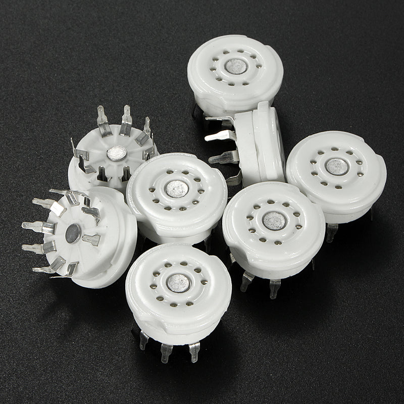 8pcs 9Pin PCB Ceramic Vacuum Tube Socket Valve Base 12AX7 12AU7 ECC83 DIY Parts