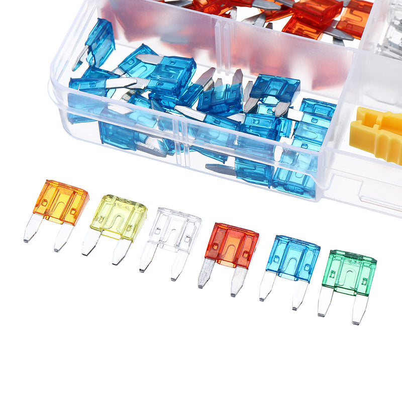 120pcs Profile Mini Small Size Blade Car Fuse Assortment Set for Auto Car Truck 5/10/15/20/25/30A Fuse with Plastic Box