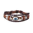 6 Pcs Vintage Bangle Bracelets Set Stretch Multi Row Leather Adjustable Multilayer Bracelet